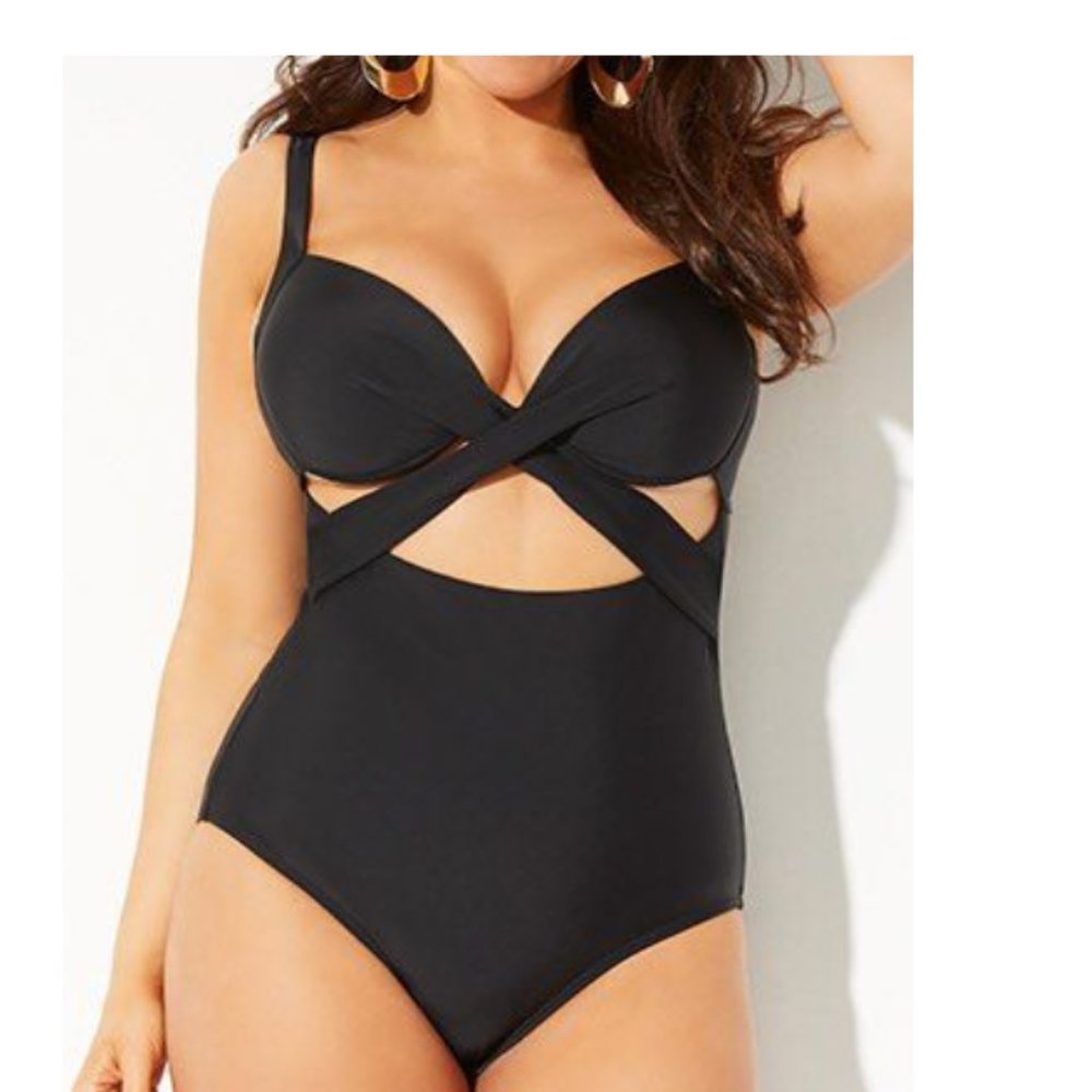 Swimsuits For All Underwire Cutout One Piece twist